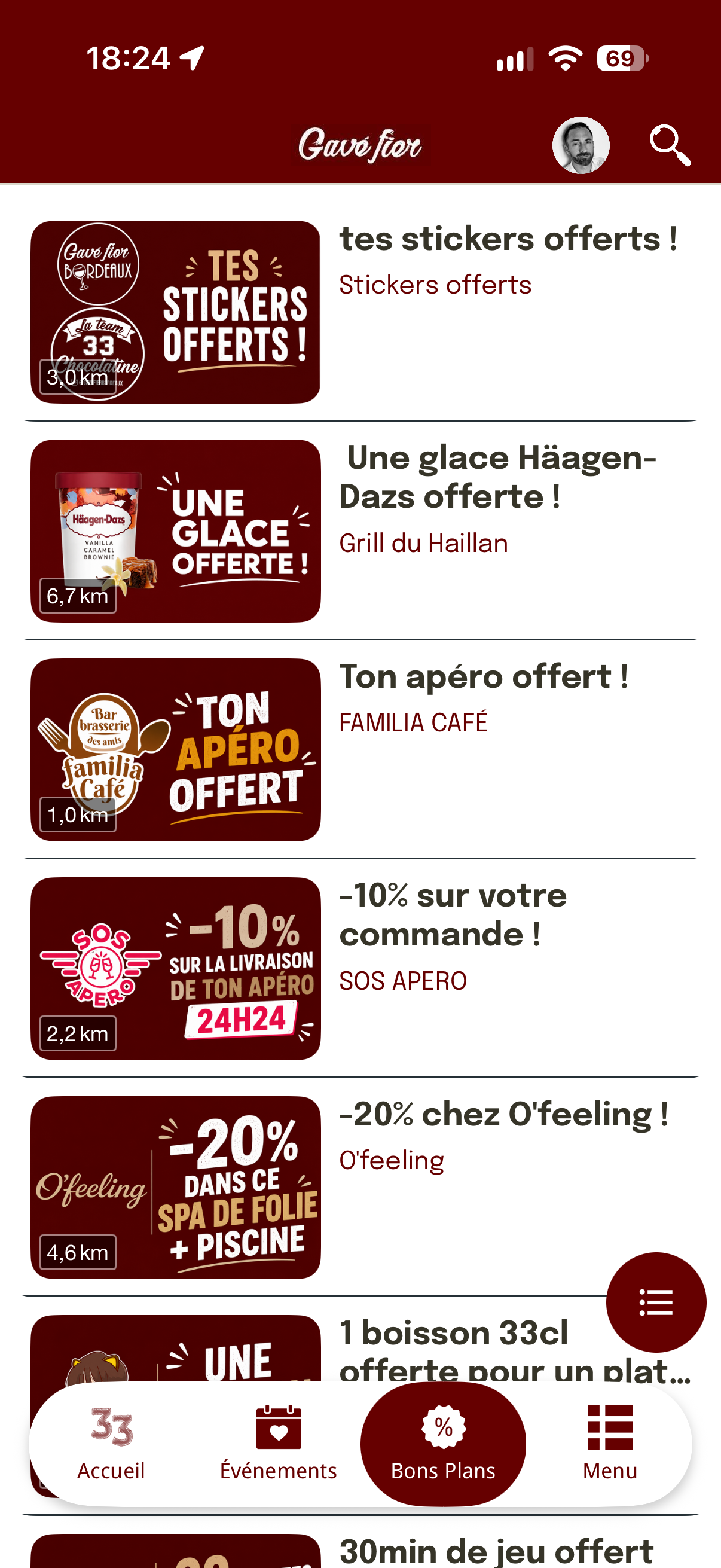Bons plans de l'application Gavé fier : stickers, glace et apéro offerts