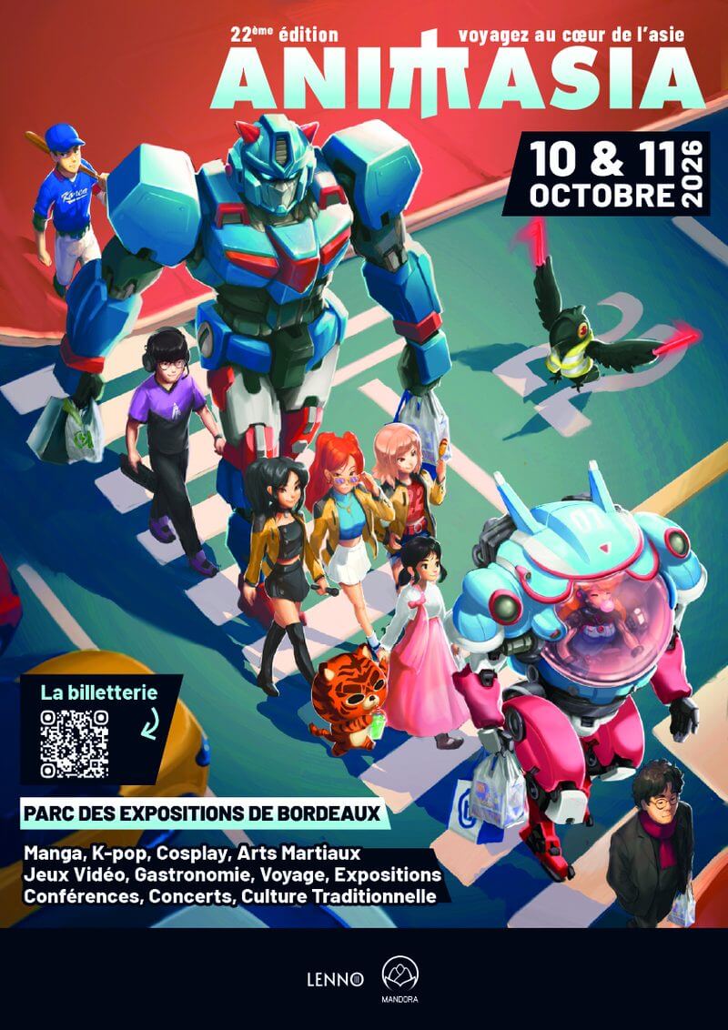 Affiche d'Animasia 2026 dessinée par Max Simoneau, sur le thème de la Corée du Sud