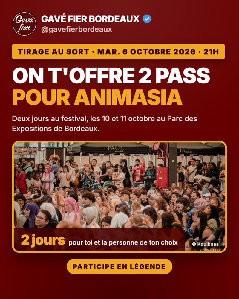Visuel du concours Gavé Fier pour gagner 2 pass Animasia 2026
