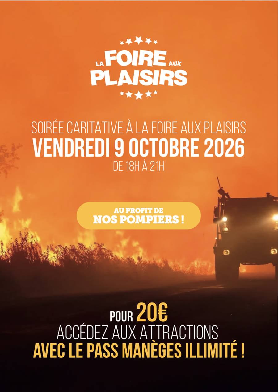 Affiche de la soirée caritative du vendredi 9 octobre 2026 au profit des pompiers