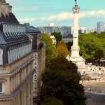 Vue aérienne des allées de Tourny et de la colonne des Girondins à Bordeaux